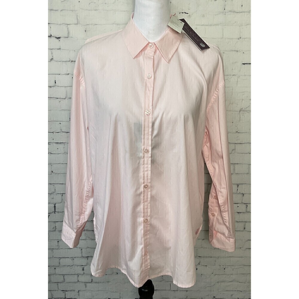 Gloria Vanderbilt Women Pink Amanda Shirt Button Up Long Sleeve Cotton‎ Sz M R1